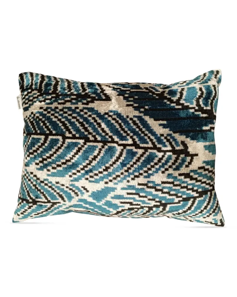 Les-Ottomans Dekokissen mit Blattmuster - Blau Blau