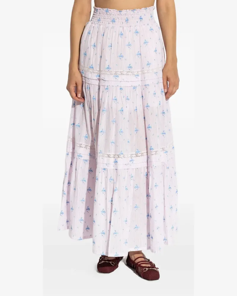 LoveShackFancy A-Linien-Rock mit Blumen-Print - Rosa Rosa