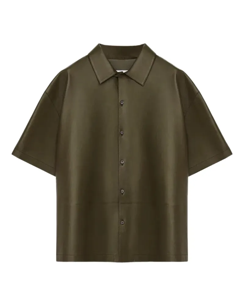 Loewe Kurzärmeliges Lederhemd - Grün Grün