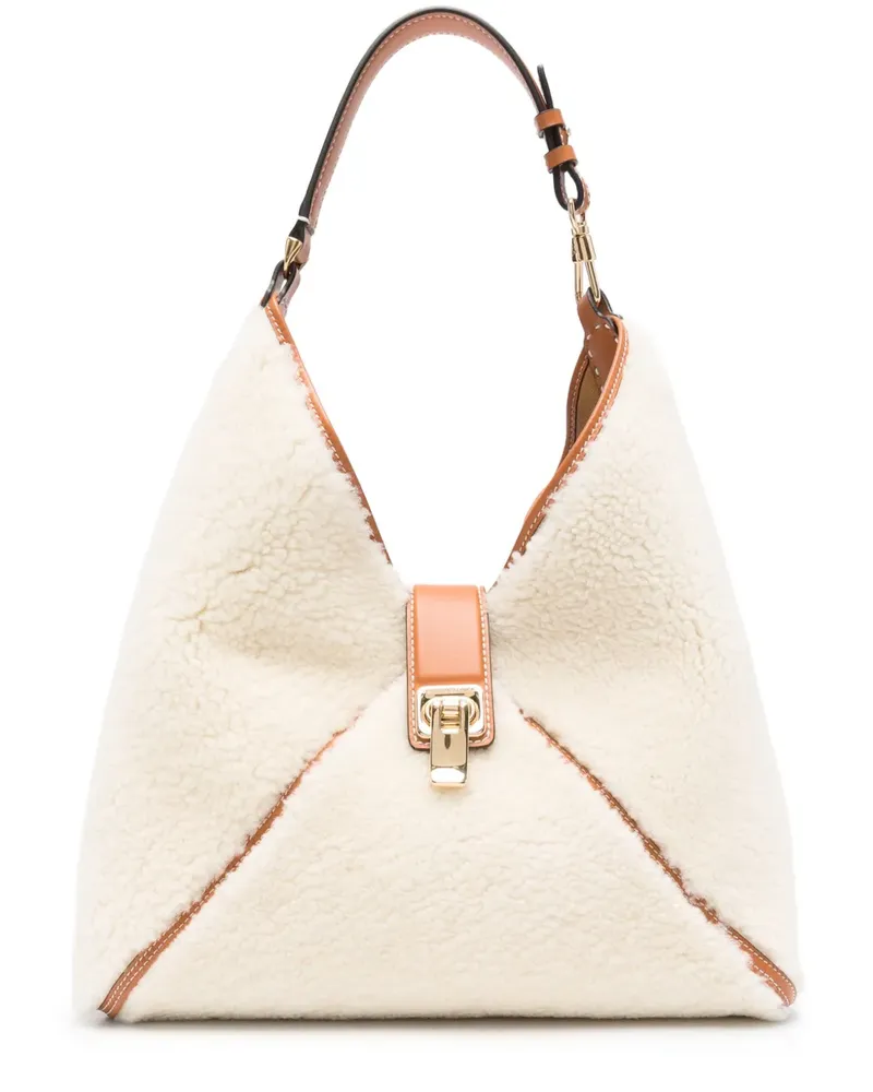 Ermanno Scervino Mittelgroße Schultertasche aus Shearling - Nude Nude
