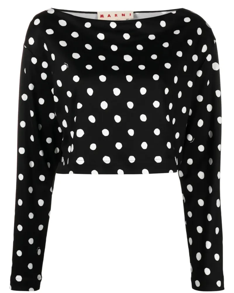 Marni Cropped-Bluse mit Polka Dots - Schwarz Schwarz