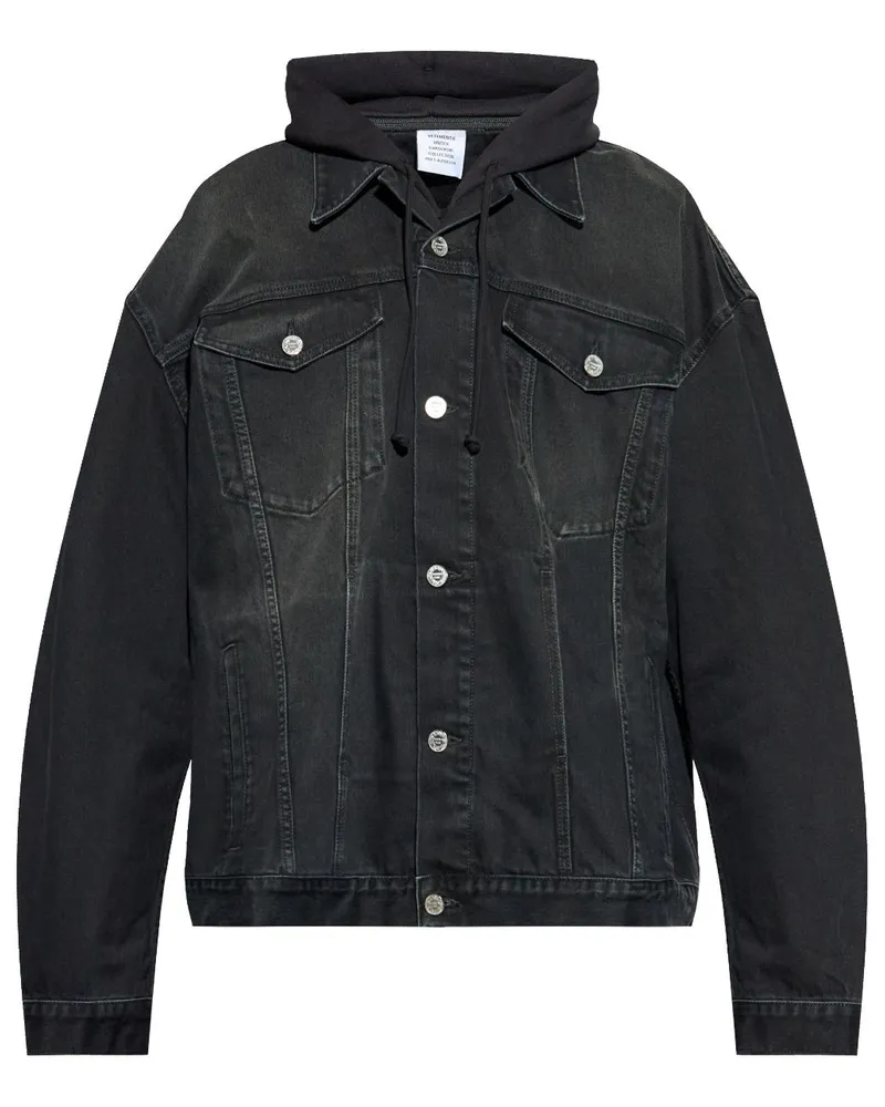 VETEMENTS Jeansjacke mit Kapuze - Schwarz Schwarz