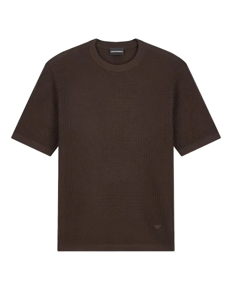 Emporio Armani waffle-knit short-sleeve sweater - Braun Braun