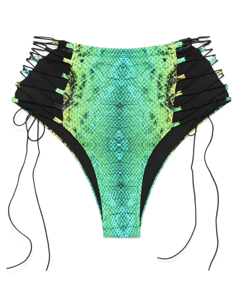 Noire Swimwear High-Waist-Bikinihöschen mit Schlangen-Print - Grün Grün