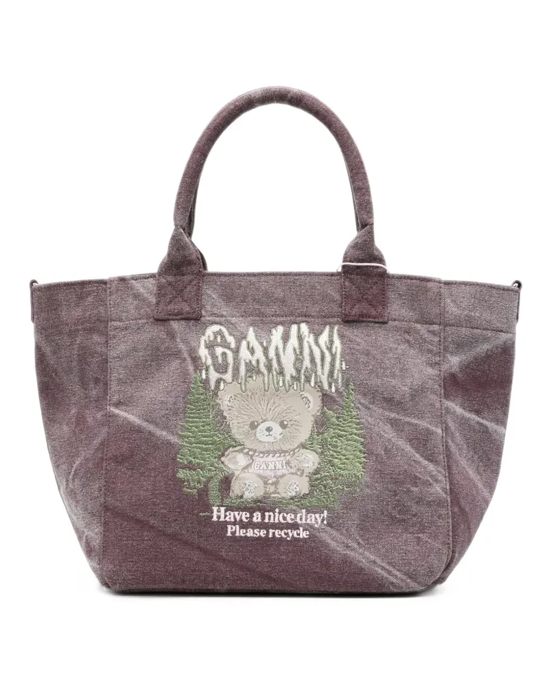 Ganni Shopper mit grafischem Print - Violett Violett
