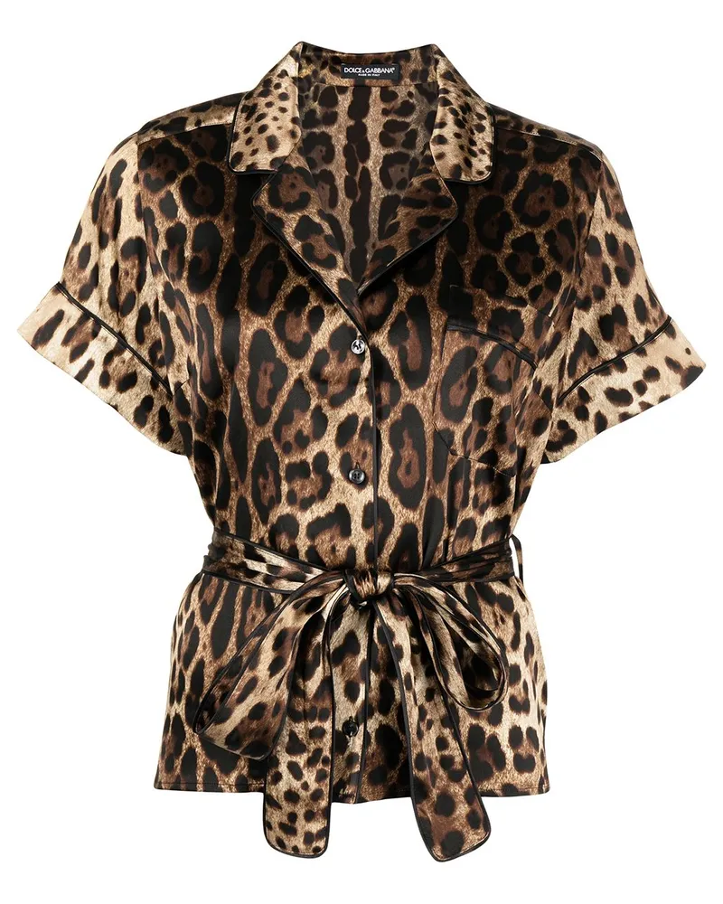 Dolce & Gabbana Seidenhemd mit Leoparden-Print - Braun Braun