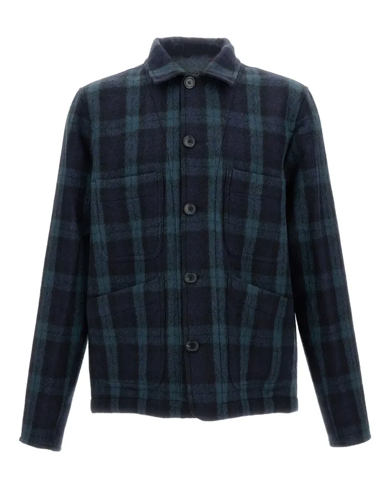 Paul Smith Karierte Hemdjacke aus Wolle - Blau Blau