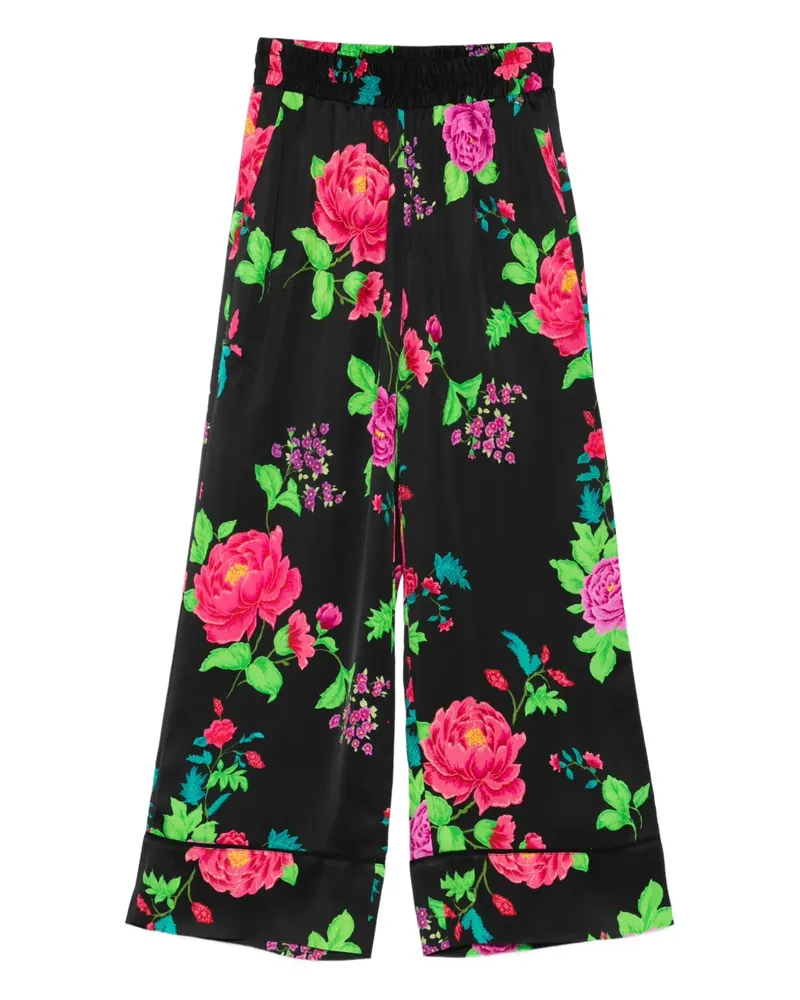NISSA Hose mit Blumen-Print - Schwarz Schwarz