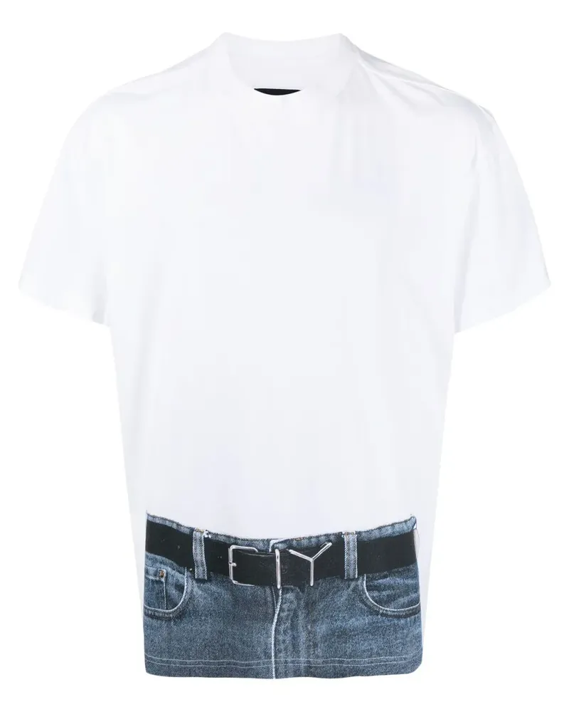 Y/PROJECT T-Shirt mit Trompe-l'oeil-Gürtel-Print - Weiß Weiß
