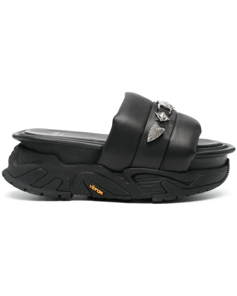 Toga Flatform-Sandalen mit Nietenverzierung Schwarz