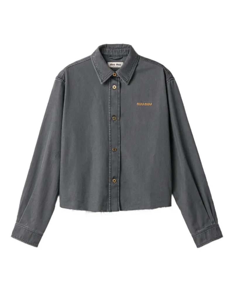 Miu Miu Hemd mit Logo-Stickerei - Grau Grau
