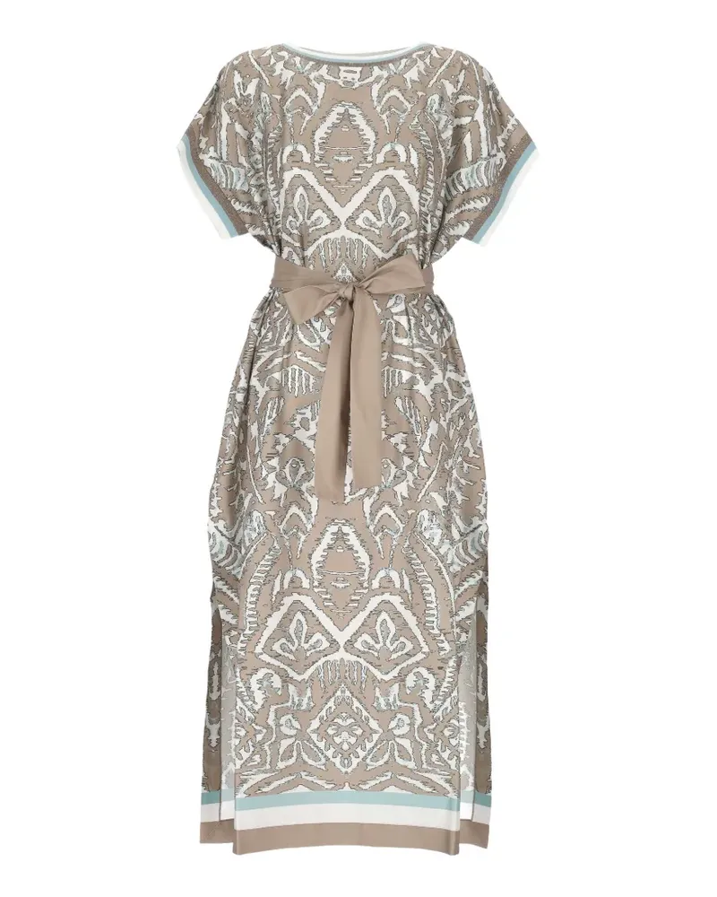D.EXTERIOR abstract-print belted maxi dress - Nude Nude