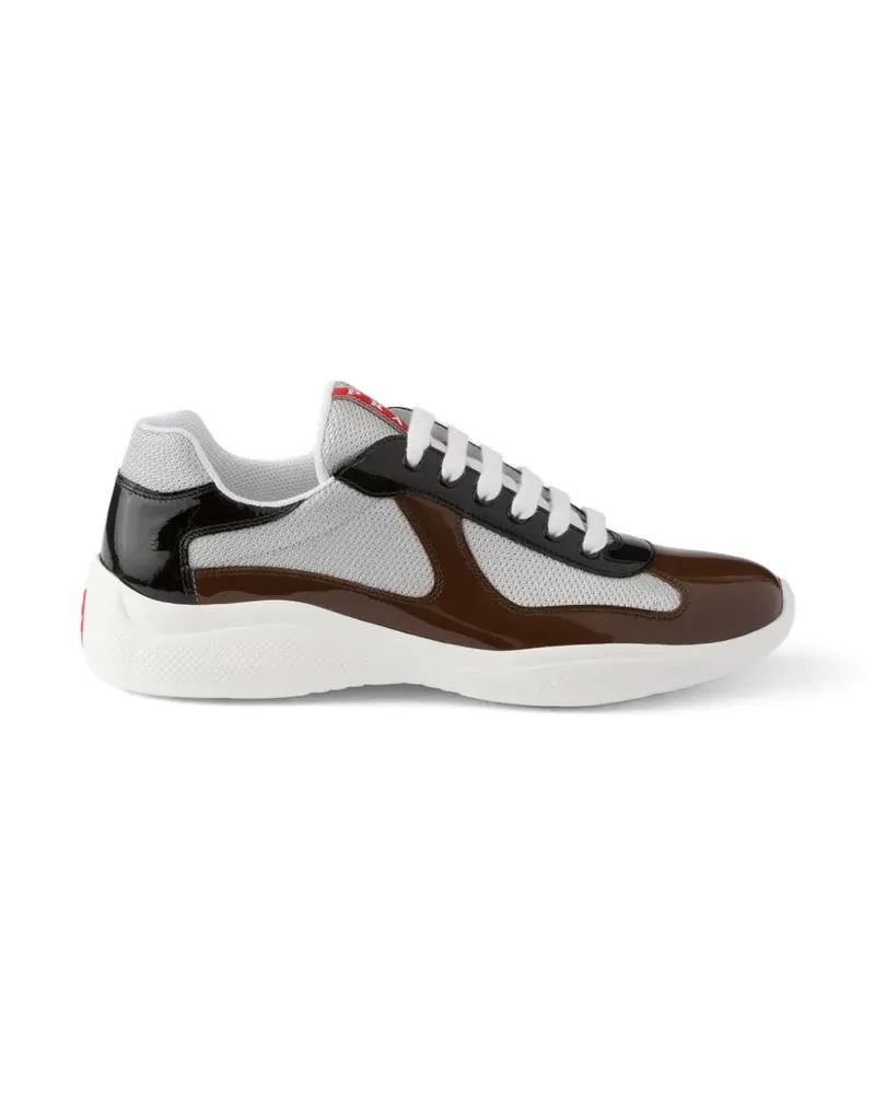 Prada America's Cup Sneakers aus Lackleder und technischem Gewebe - Braun Braun