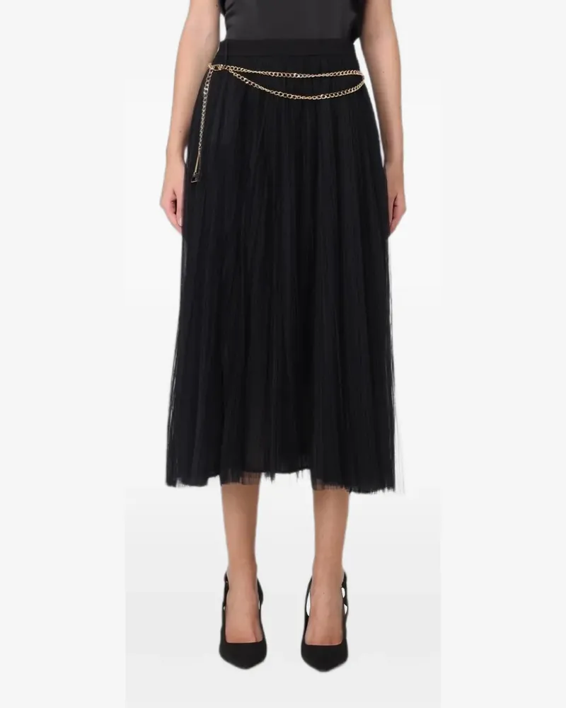 Elisabetta Franchi pleated tulle midi skirt - Schwarz Schwarz