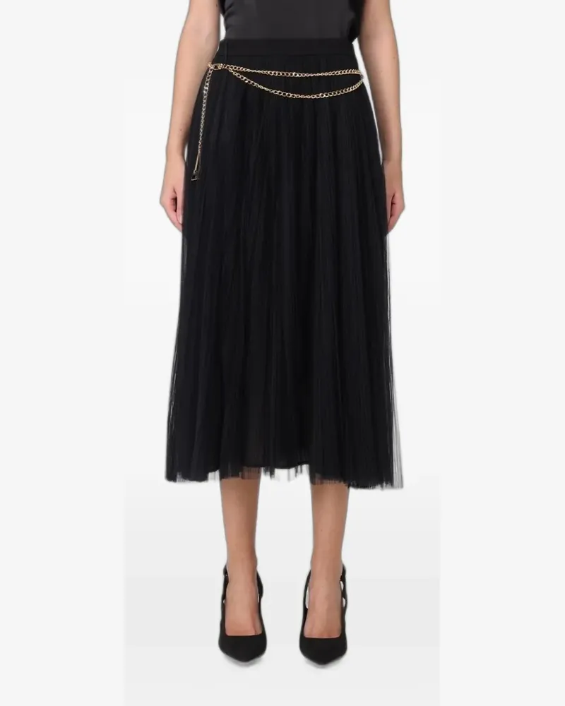 Elisabetta Franchi pleated tulle midi skirt - Schwarz Schwarz