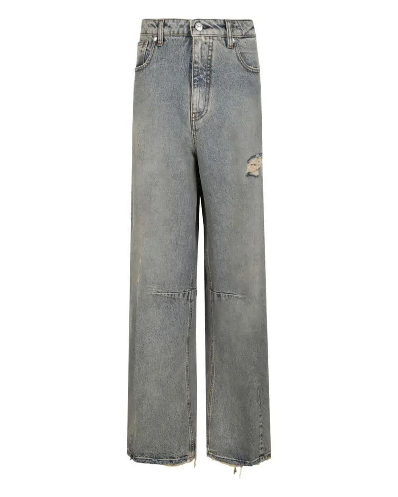nine:inthe:morning Hose im Distressed-Look mit ausgefranstem Saum - Grau Grau