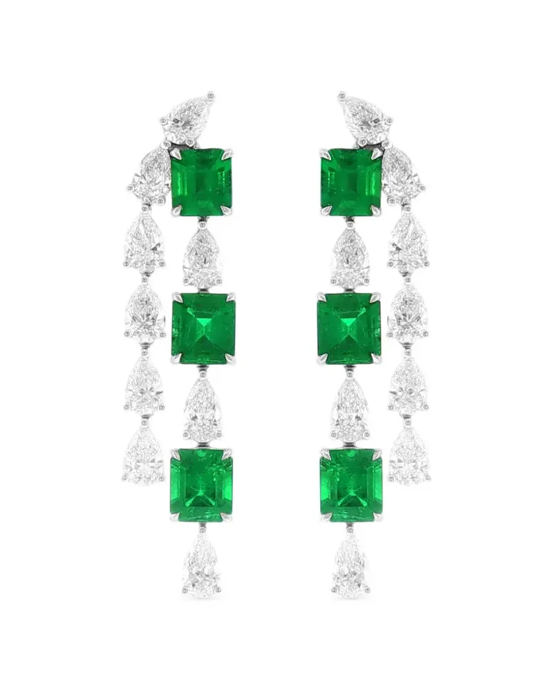 HYT Jewelry emerald and diamond dangle earrings - Silber Silber