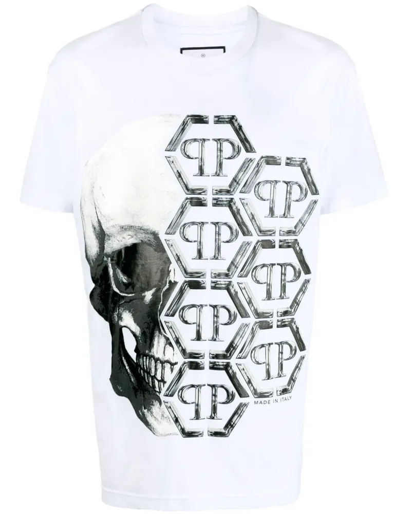 Philipp Plein T-Shirt mit Totenkopf-Print - Weiß Weiß