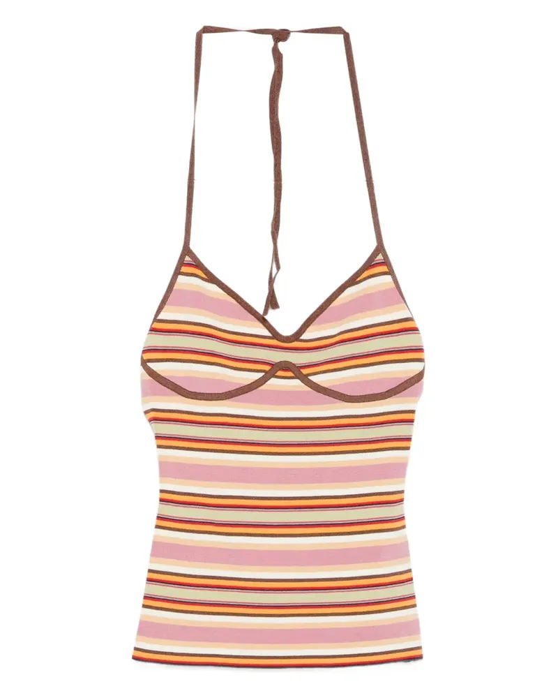 Faithfull The Brand Gestreiftes Citara Neckholder-Top - Rosa Rosa