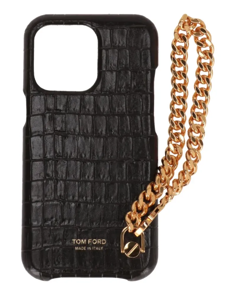 Tom Ford croc-effect chain-link phone case - Schwarz Schwarz