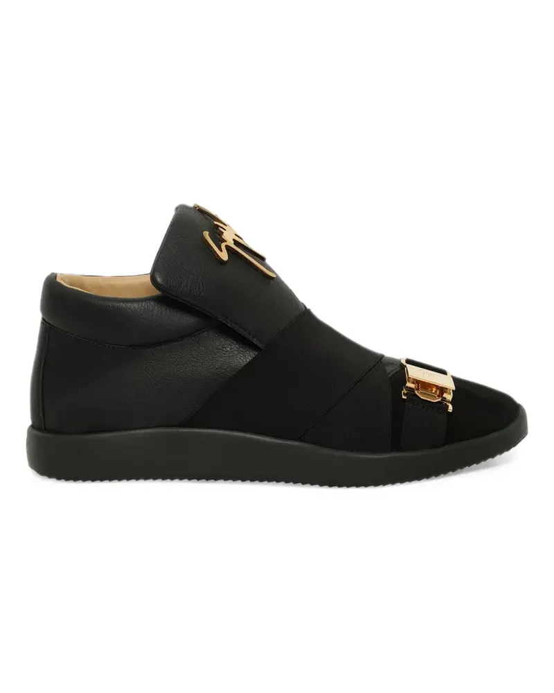 Giuseppe Zanotti Camoscio logo-plaque buckled sneakers - Schwarz Schwarz