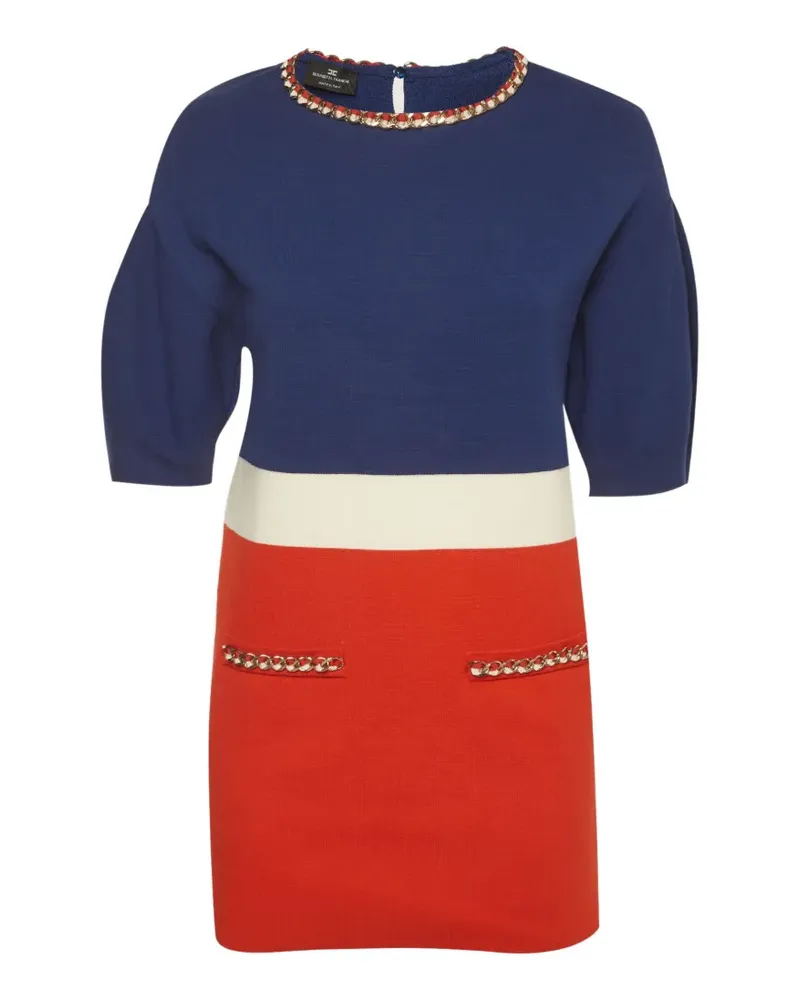 Elisabetta Franchi Gestricktes Kleid mit Kettenapplikation - Blau Blau