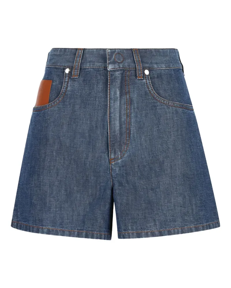 Fendi Knielange High-Waist-Shorts - Blau Blau