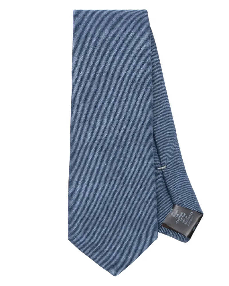 Canali Seidenkrawatte mit Slub-Textur - Blau Blau