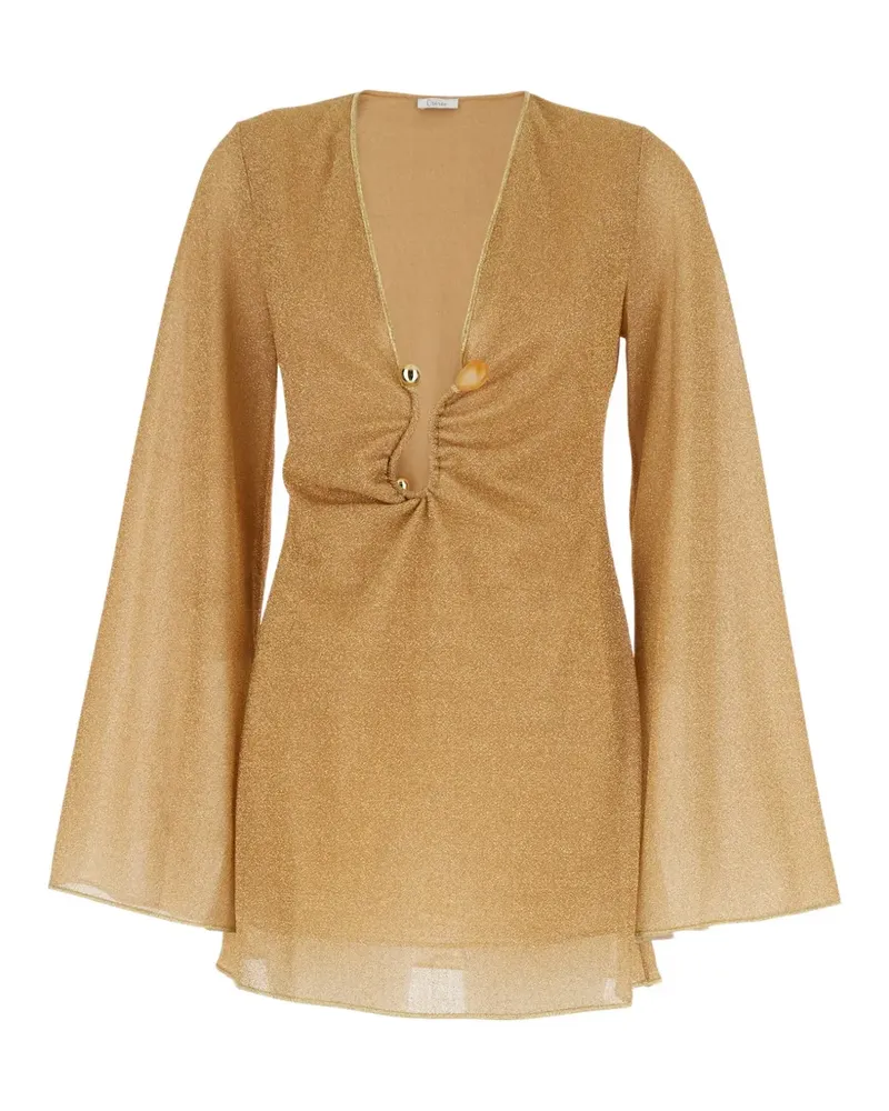 Oséree Lumière bell-sleeve mini dress - Nude Nude