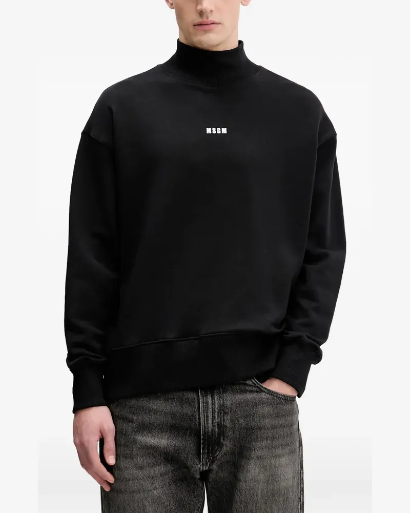 MSGM Rollkragenpullover mit Logo - Schwarz Schwarz