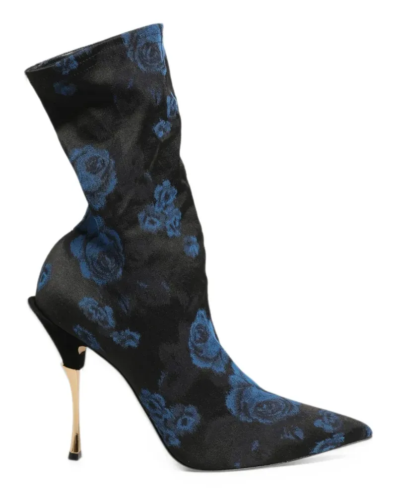 Dolce & Gabbana floral-print heeled boots - Schwarz Schwarz