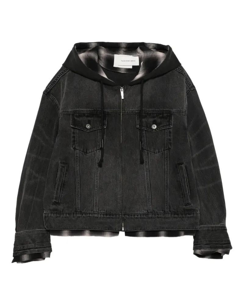 Feng Chen Wang Jeansjacke im Layering-Look - Schwarz Schwarz
