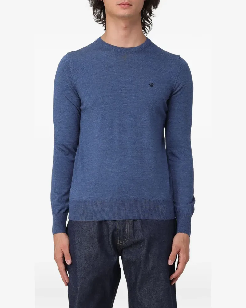 Brooksfield logo-embroidered wool sweater - Blau Blau