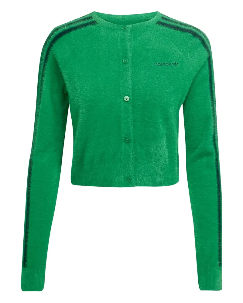 adidas Gestreifter Fluffy Cardigan - Grün Grün