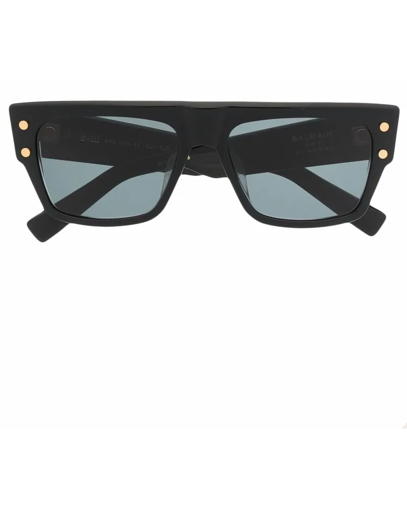 Balmain Sonnenbrille mit eckigem Gestell - Schwarz Schwarz