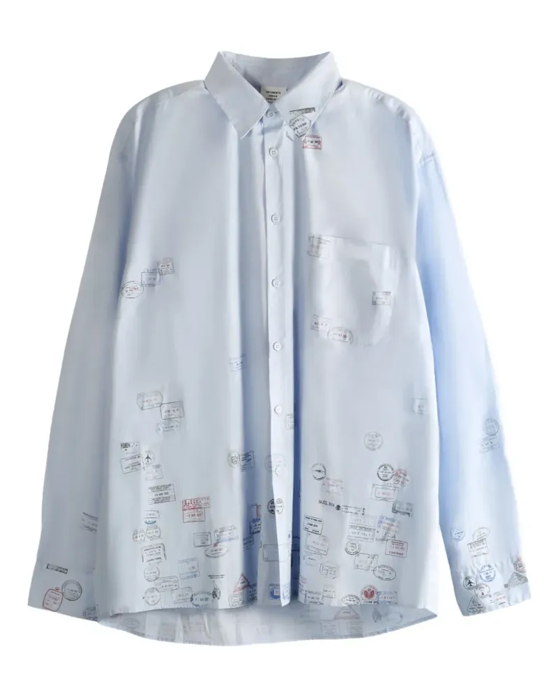 VETEMENTS stamp-print cotton shirt - Blau Blau