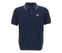 Geripptes Poloshirt mit Logo-Stickerei - Blau