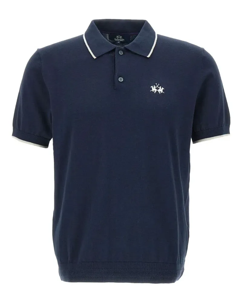 La Martina Geripptes Poloshirt mit Logo-Stickerei - Blau Blau