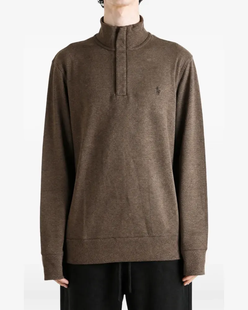 Ralph Lauren Bestickter Pullover mit Viertelreißverschluss - Braun Braun
