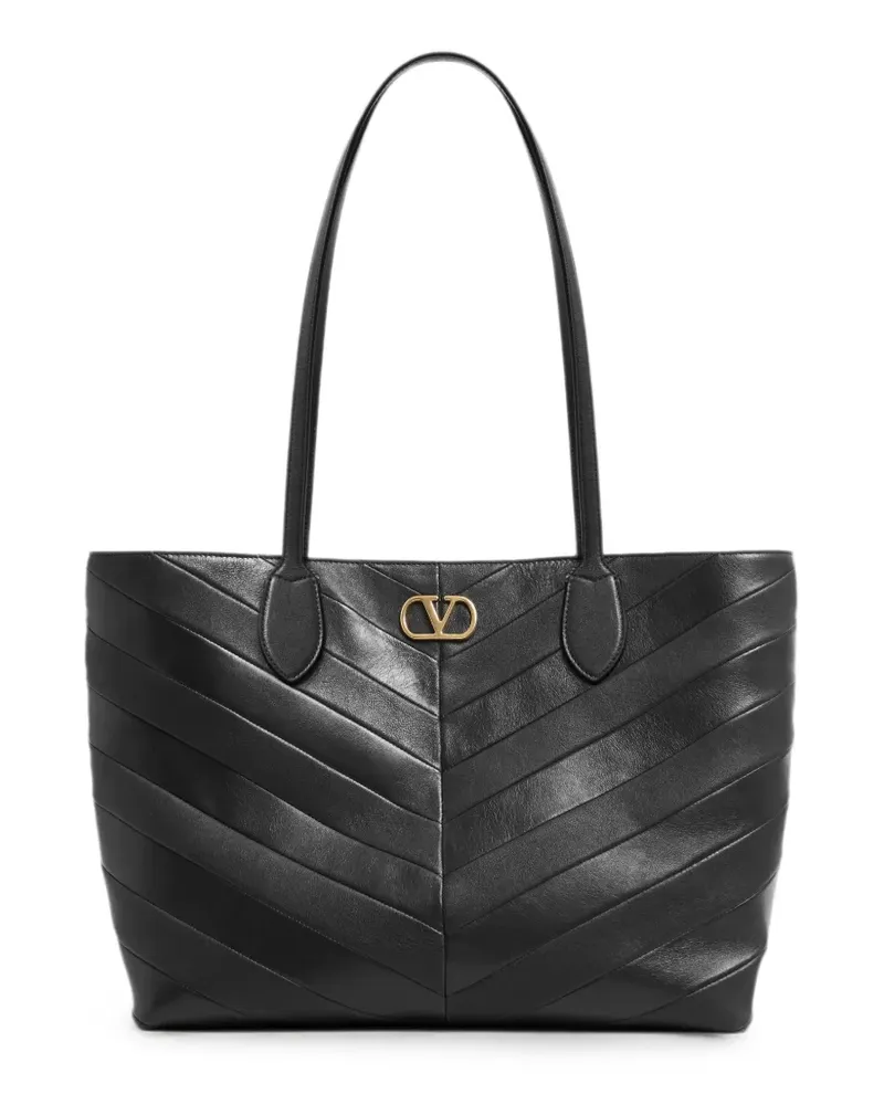 Valentino Garavani Jean medium shopping bag in nappa with chevron motif - Schwarz Schwarz