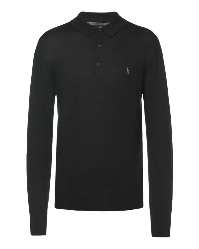 AllSaints Poloshirt mit langen Ärmeln - Schwarz Schwarz