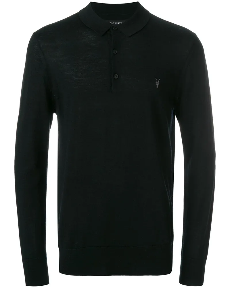 AllSaints Poloshirt mit langen Ärmeln Schwarz