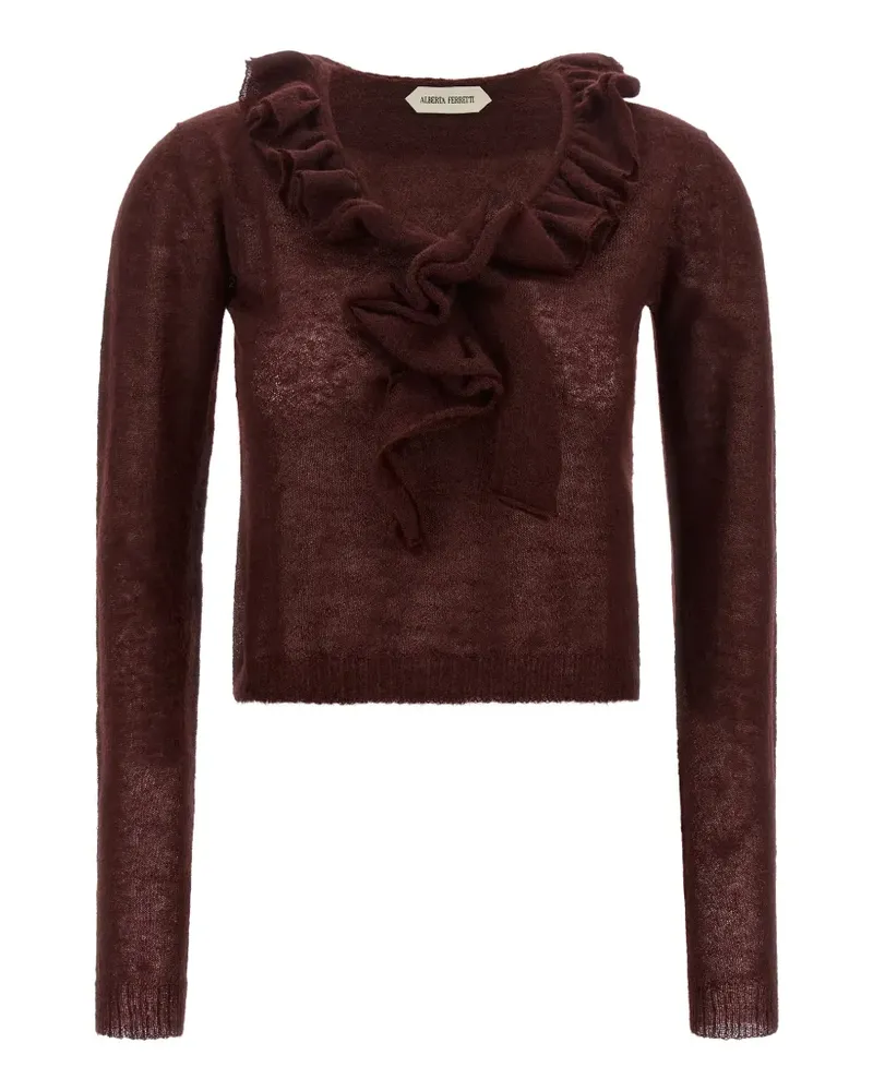 Alberta Ferretti Gerüschter Cropped-Pullover - Rot Rot