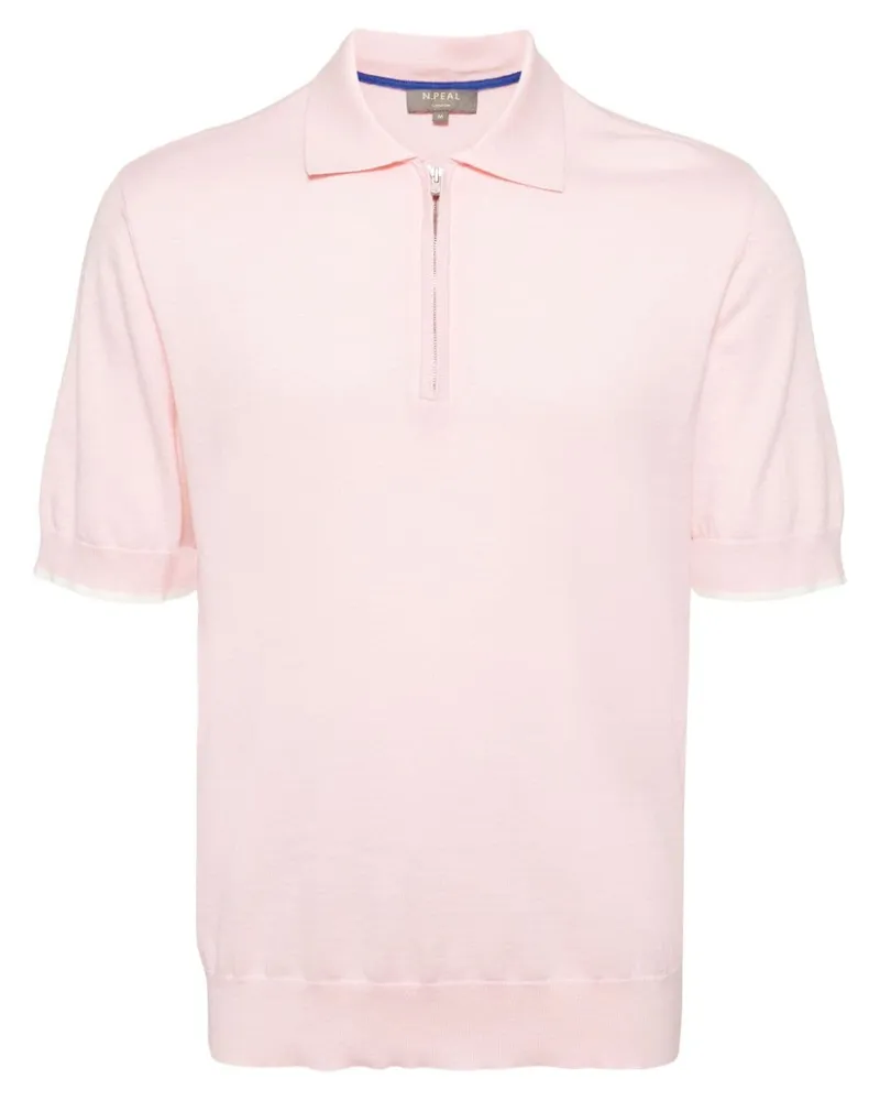 N.Peal Poloshirt mit Reißverschluss Rosa