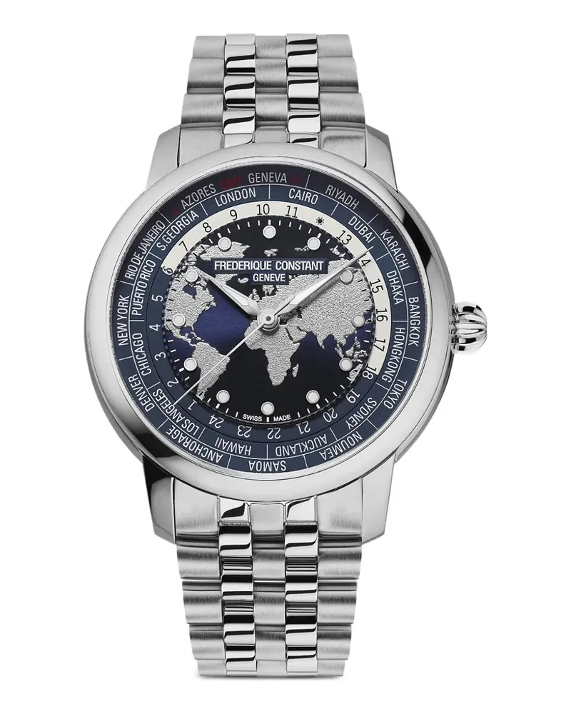 Frédérique Constant Classic Worldtimer Manufacture' Armbanduhr, 40mm - Blau Blau