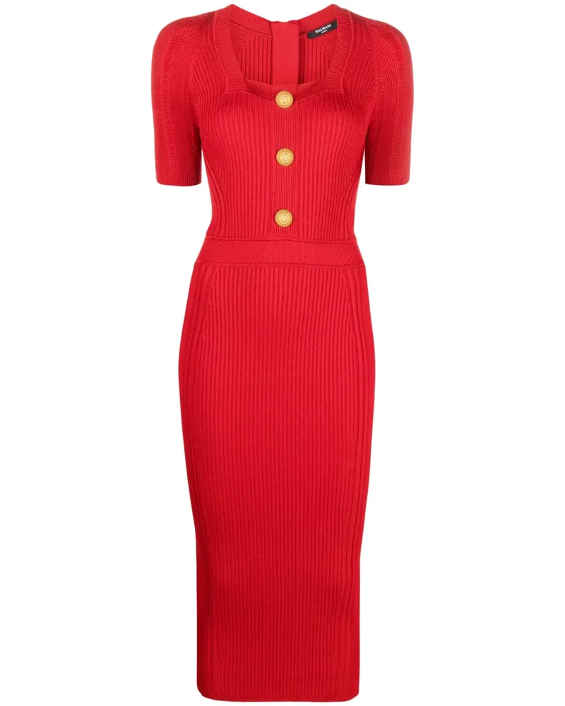 Balmain Kleid mit Zierknöpfen - Rot Rot