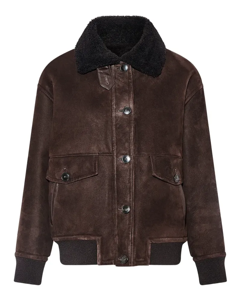 Yves Salomon Bomberjacke mit Shearling-Kragen - Braun Braun