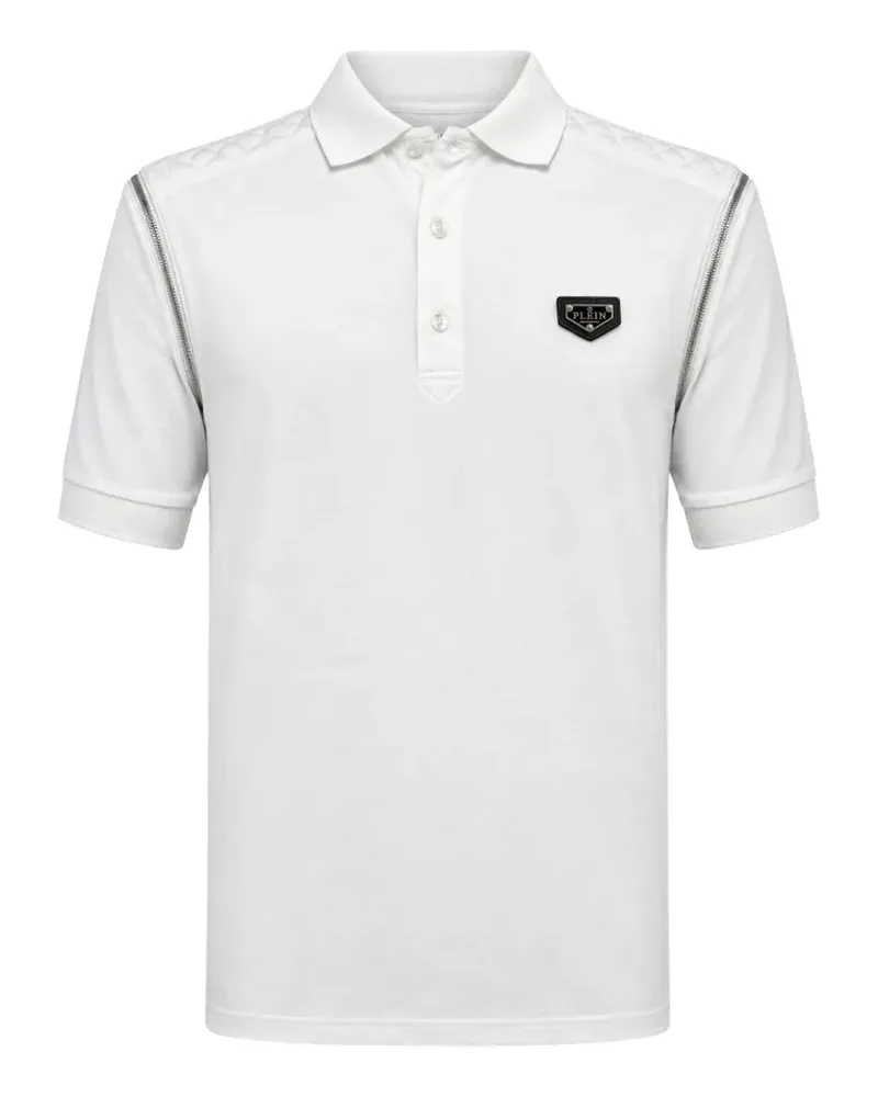 Philipp Plein Poloshirt mit Reißverschlüssen am Ärmel - Weiß Weiß