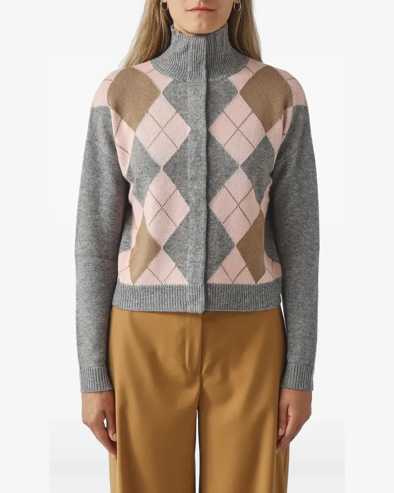 Max Mara Cardigan mit Argyle - Grau Grau