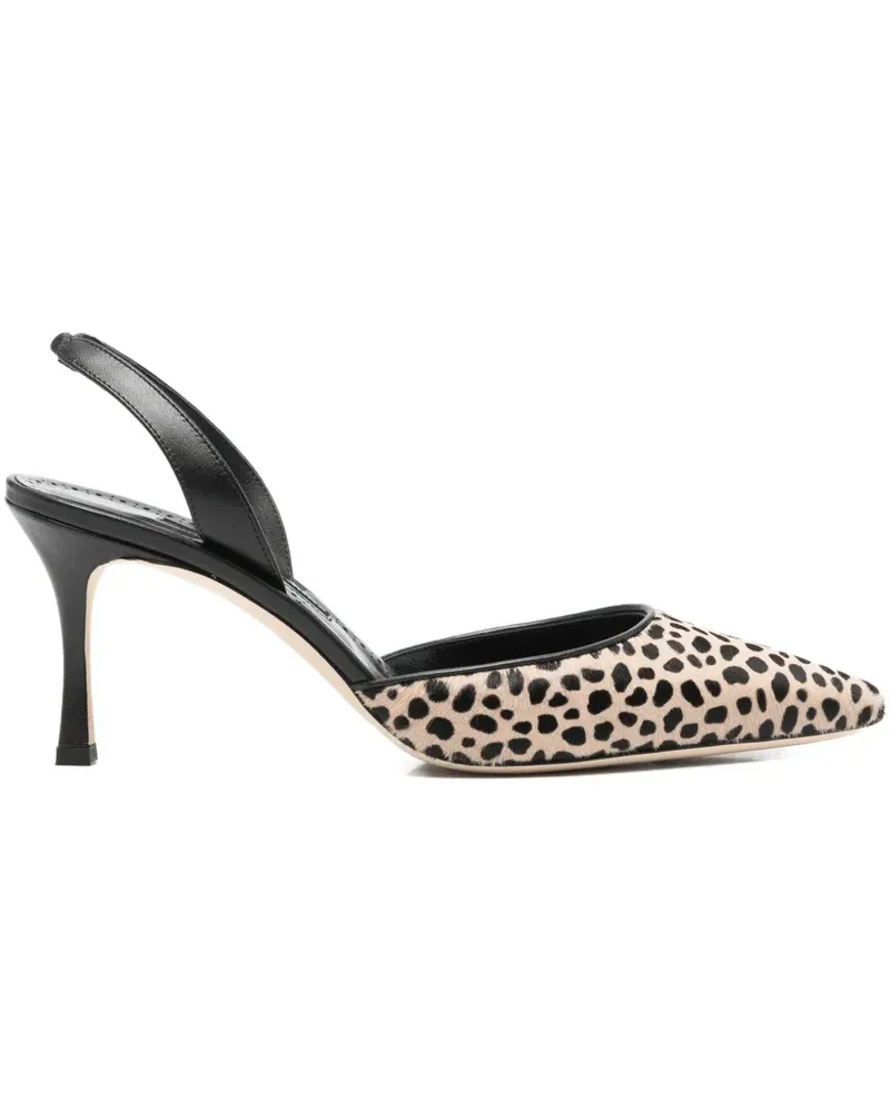 Manolo Blahnik Spitze Carolyne Pumps mit Leopardenmuster 70mm - Nude Nude